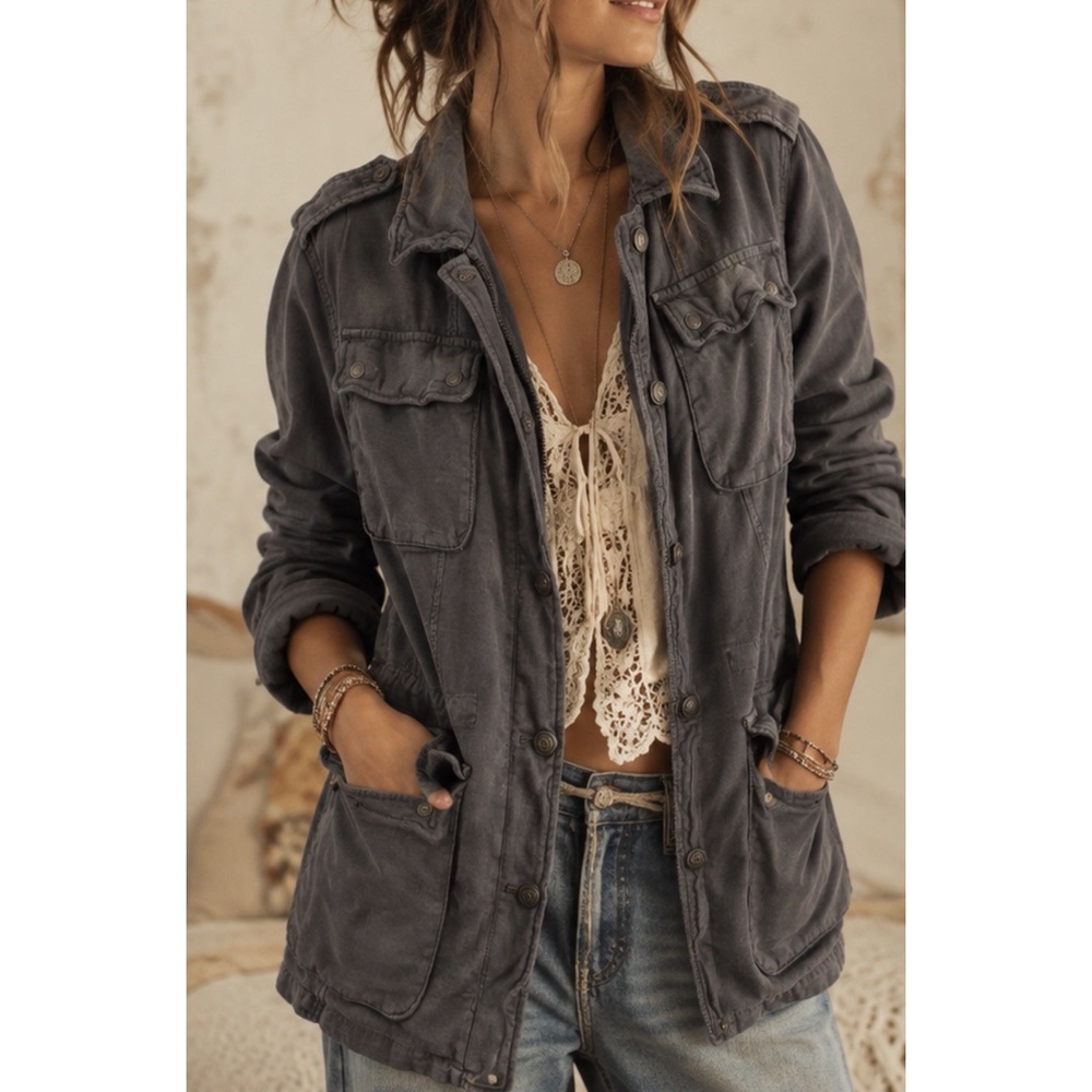 Free People Not Your Brothers Military Surplus Jacket Sz M Utility Cargo Field